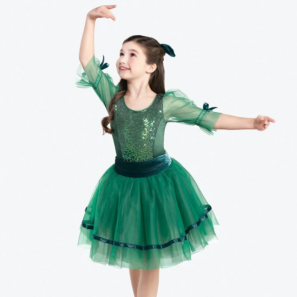 Pre-Owned Dance Costume Revolution RC20886 Large Child Green Tutu Ballet Sequin